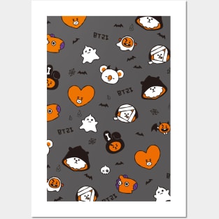 BT21 Halloween Pattern - Orange version Posters and Art